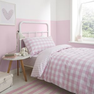 Check & Stripe Capa de Edredão Rosa Bianca