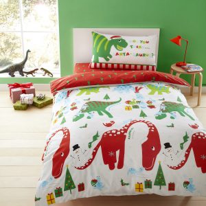 Christmas Dino Capa de Edredão Branco Catherine Lansfield