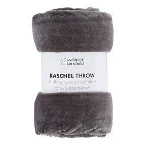 Raschel Velvet Manta Cinza Escuro Catherine Lansfield